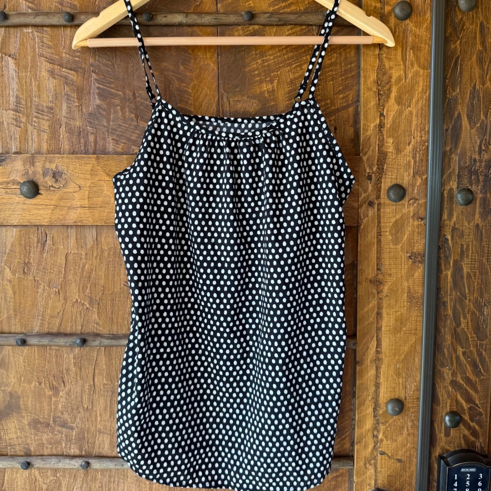 Faded Glory Womens Polka Dot Camisole Spaghetti Strap Tank Top Black White Small - Picture 1 of 4